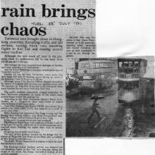 Newspaper cutting Torrential Rain 1981-07-28.