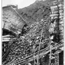 Po Hing Fong Landslip Disaster -1925 - View of the collapsed retaining wall 