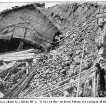 Po Hing Fong Landslip Disaster -1925 - Matshed which had fallen 50 ft.