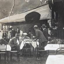 The Prince of Wales having tea at the Polo Ground, Causeway Bay