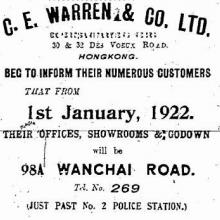 1922 C.E. Warren & Co Ltd Advertisement