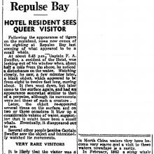 Sea Monster at Repulse Bay-HK Telegraph-1936