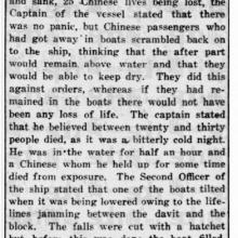 Lienshing Sinking - Naval Enquiry - Loss of Life