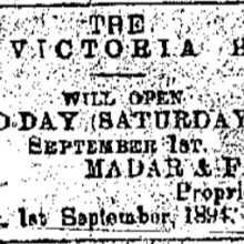 The New Victoria Hotel Hong Kong Daily Press page 1 1st September 1894.png