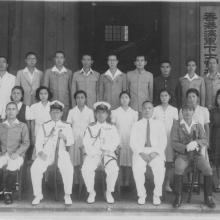 Tsukahara Kichinosuke with Navy Commander General, Counsellor, and Paymaster