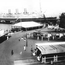 TST Star Ferry and bus terminus with Canadian Pacific liner