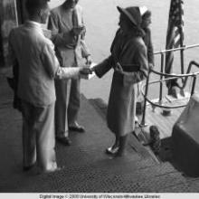 Hong Kong, American evacuees greeting each other during World War II